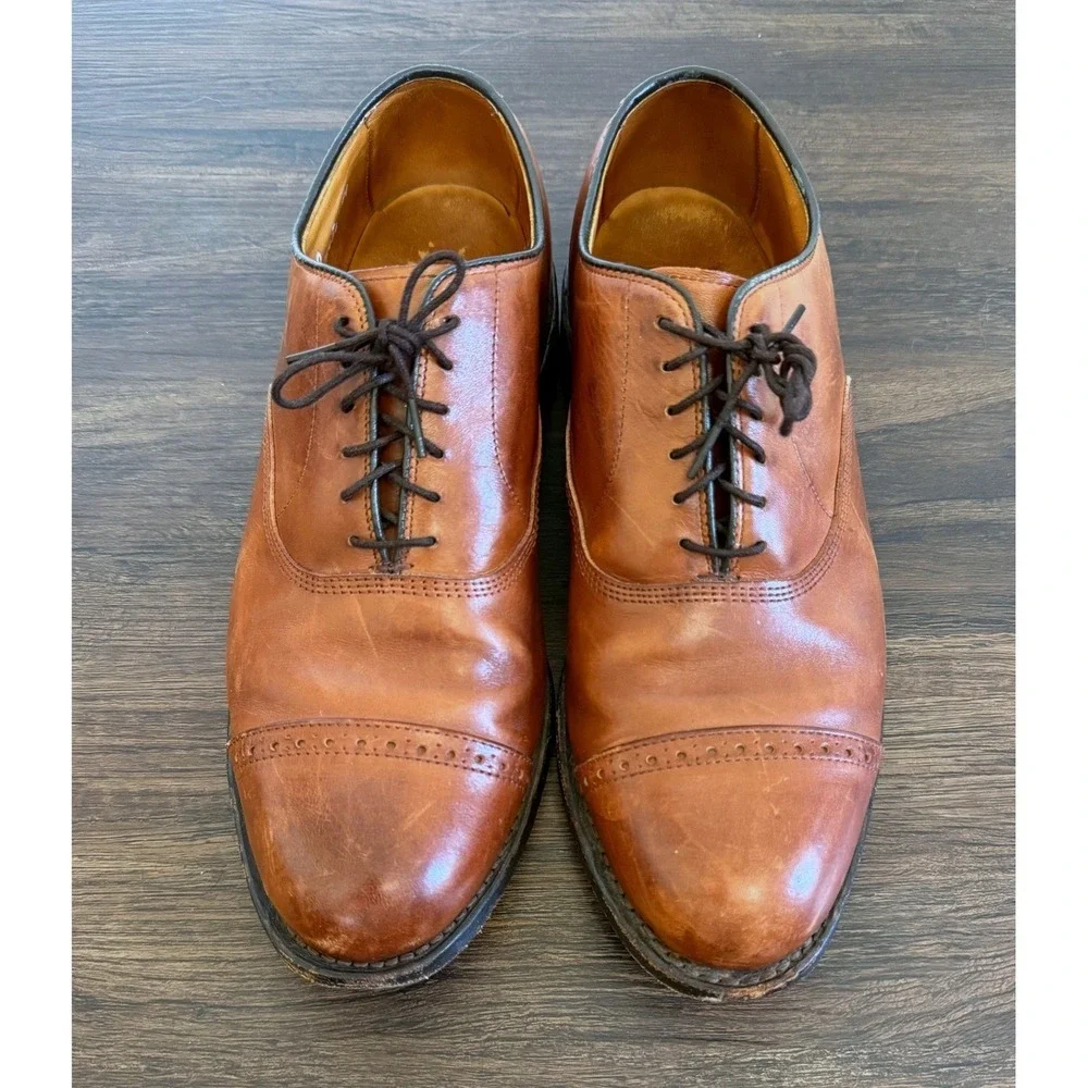 Allen Edmonds Wyngate Brown Cab Toe Brouge Oxford Dress Shoes 0454 Men's Sz 10D